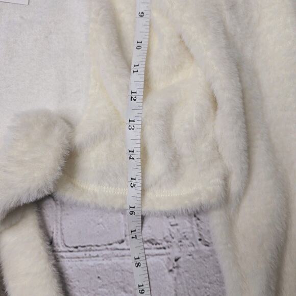Zara Fuzzy Ivory White Tie Back Long Sleeve Crop Top Open Back New Size Large - Picture 10 of 11